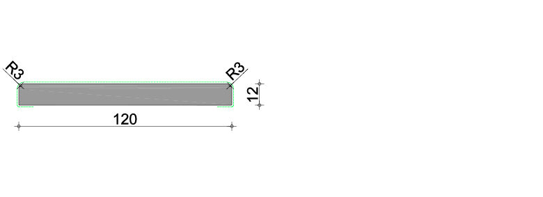 Platstuk 12 x 120 mm +2 R=3