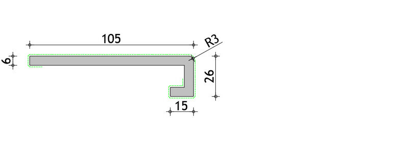 Hoek 26 x 105 x 15 mm