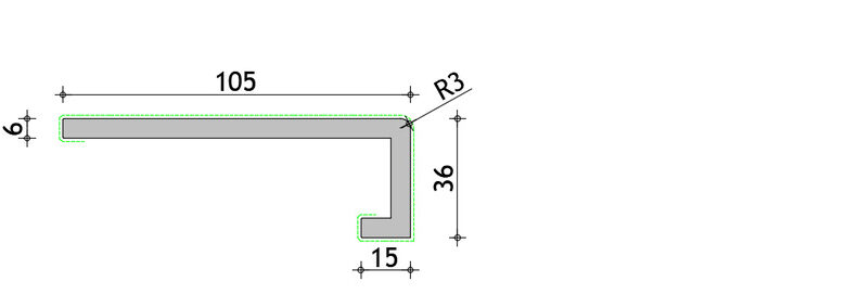 Hoek 36 x 105 x 15 mm