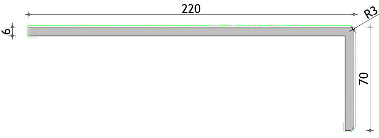 Hoek 70 x 220 mm